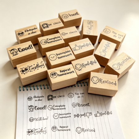 Set de 10 Sellos Rectangulares para Maestros con Tinta Negra – Sellos Educativos de Recompensa para Aula y Tareas