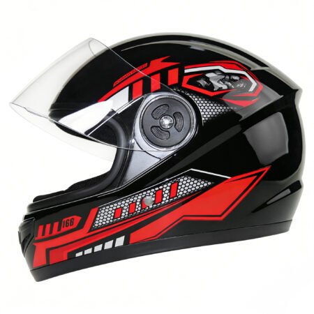 VRECASE Casco Moto DOT Rojo Negro con Visor HD