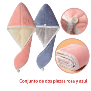 2 Toallas de Microfibra para Cabello – Súper Absorbentes, Secado Rápido, Turbante para Cabello, Rosa y Azul