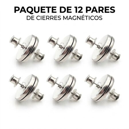 12 Pares de Sujetadores Magnéticos para Cortinas – Broches de Acero Inoxidable Sin Perforaciones, Fuerte Sujeción