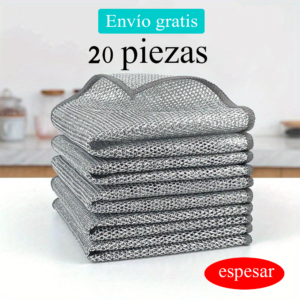 20 Paños de Limpieza de Acero Inoxidable – Estropajos Reutilizables para Platos, Ollas, Sartenes y Cocina