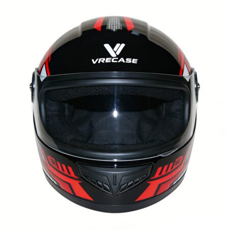 VRECASE Casco Moto DOT Rojo Negro con Visor HD