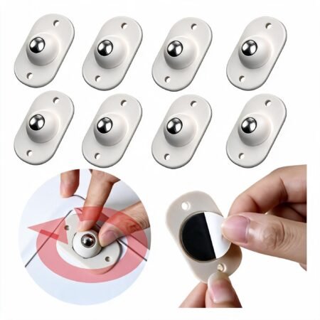 8 Mini Ruedas Giratorias 360° Autoadhesivas de Acero Inoxidable – Ruedas Universales para Cajas, Organizadores y Botes