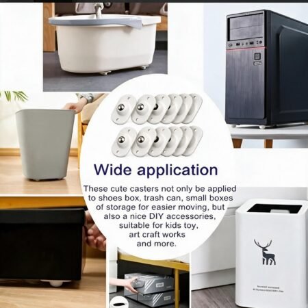 8 Mini Ruedas Giratorias 360° Autoadhesivas de Acero Inoxidable – Ruedas Universales para Cajas, Organizadores y Botes