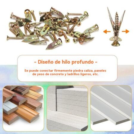 Anclajes de Expansión para Concreto de Acero Galvanizado – Pernos de Fijación para Muro, Ladrillo y Cemento (40 o 80 Piezas)