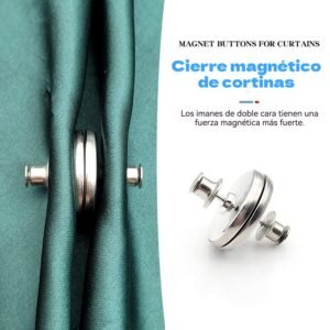 12 Pares de Sujetadores Magnéticos para Cortinas – Broches de Acero Inoxidable Sin Perforaciones, Fuerte Sujeción
