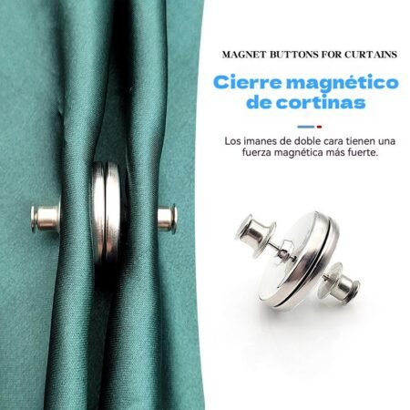 12 Pares de Sujetadores Magnéticos para Cortinas – Broches de Acero Inoxidable Sin Perforaciones, Fuerte Sujeción