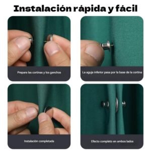 12 Pares de Sujetadores Magnéticos para Cortinas – Broches de Acero Inoxidable Sin Perforaciones, Fuerte Sujeción