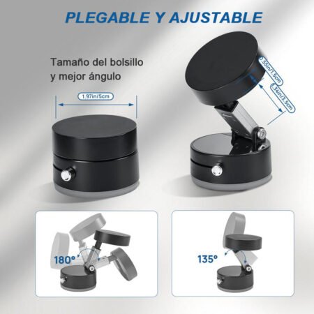 Soporte Magnético para Celular de Auto con Ventosa Ajustable – Rotación 360° para Tablero y Parabrisas