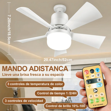 Foco Ventilador LED 48W con Control Remoto – Ventilador de Techo Silencioso para Base E27