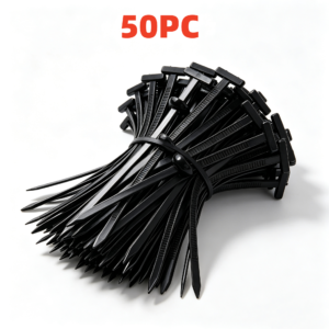 Cinchos de Nylon Negros 50 Piezas – Bridas Multiusos Resistentes para Cableado, Hogar, Jardín y Oficina