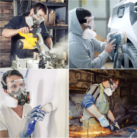 Máscara Respiratoria Reutilizable con Filtros – Mascarilla Antipolvo y Protección contra Gases, Vapores y Partículas