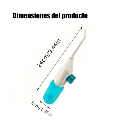 Irrigador Bucal Manual Portátil 2 en 1 (2 Piezas) – Limpiador Dental e Irrigador Nasal para Casa y Viajes