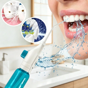 Irrigador Bucal Manual Portátil 2 en 1 (2 Piezas) – Limpiador Dental e Irrigador Nasal para Casa y Viajes