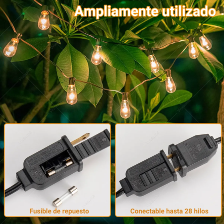Guirnalda de Luces LED para Exterior 15 m con 25+2 Focos – Luces Impermeables para Jardín, Patio y Terraza
