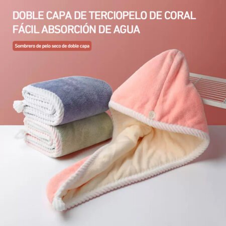 2 Toallas de Microfibra para Cabello – Súper Absorbentes, Secado Rápido, Turbante para Cabello, Rosa y Azul