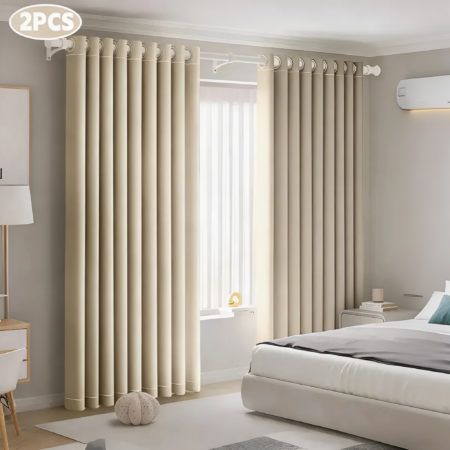1 (2) FOZOVAR Cortinas Blackout 160x214 cm para Ventana, 2 Paneles Opacos para Dormitorio y Sala