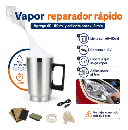 VRECASE Restaurador de Faros 200 ml | Kit Pulidor para Faros de Auto, Renovador de Plástico Transparente