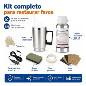 VRECASE Restaurador de Faros 200 ml | Kit Pulidor para Faros de Auto, Renovador de Plástico Transparente