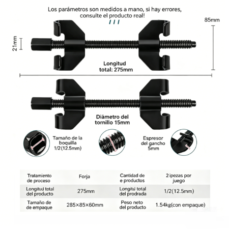 2 Compresor de Resortes para Amortiguador 27 cm, Juego de 2 Opresores de Resorte de Suspensión VRECASE