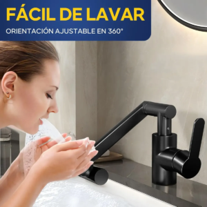 Grifo Para Baño Monomando Lavabo Hogar Cocina 2 Modos Negro con 360° Rotación y Control de Temperatura para Lavamanos VRECASE