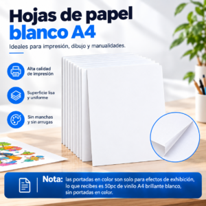 重制图3 Vinil Adhesivo Imprimible Blanco Brillante A4 50 Hojas para Impresoras Inkjet y Cricut Impermeable con Adhesivo Removible Fácil de Despegar