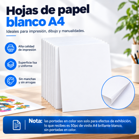 重制图3 Vinil Adhesivo Imprimible Blanco Brillante A4 50 Hojas para Impresoras Inkjet y Cricut Impermeable con Adhesivo Removible Fácil de Despegar